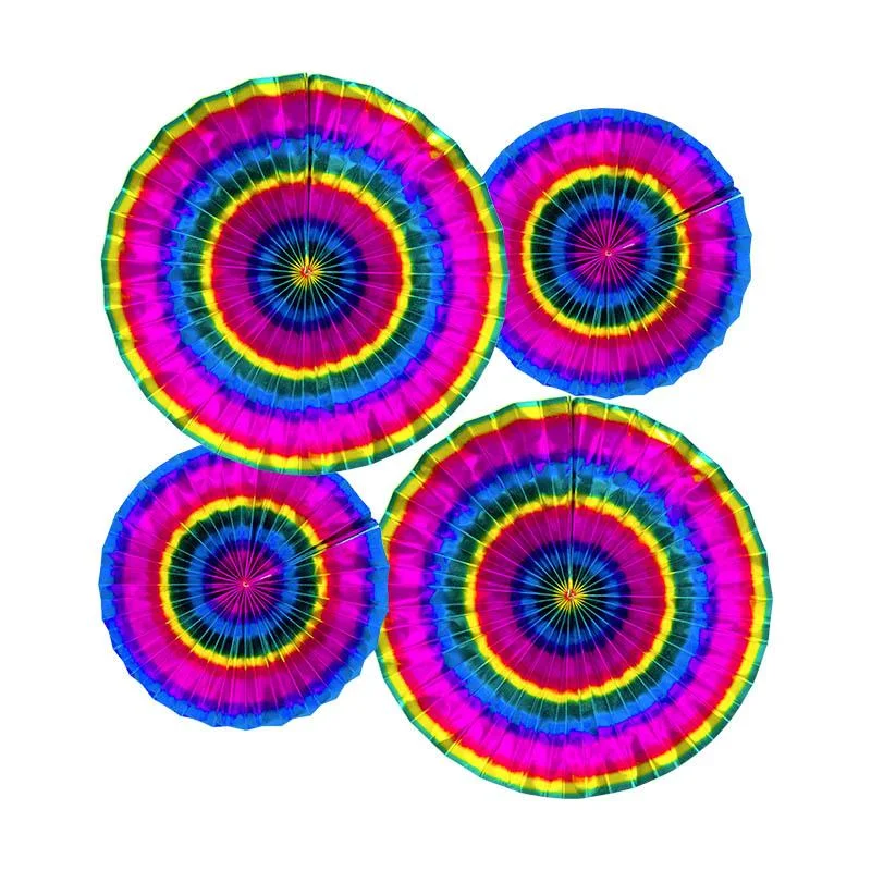 Rainbow Foil Paper Fans dark bunting 1pcs