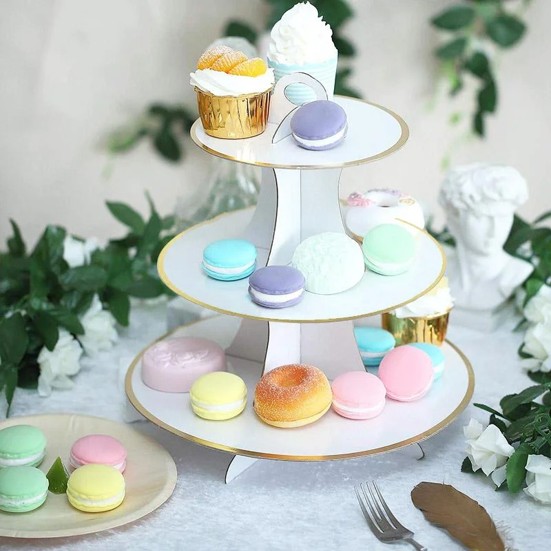 White cake Stand(Gold foil edge) stand 1pcs photo 3