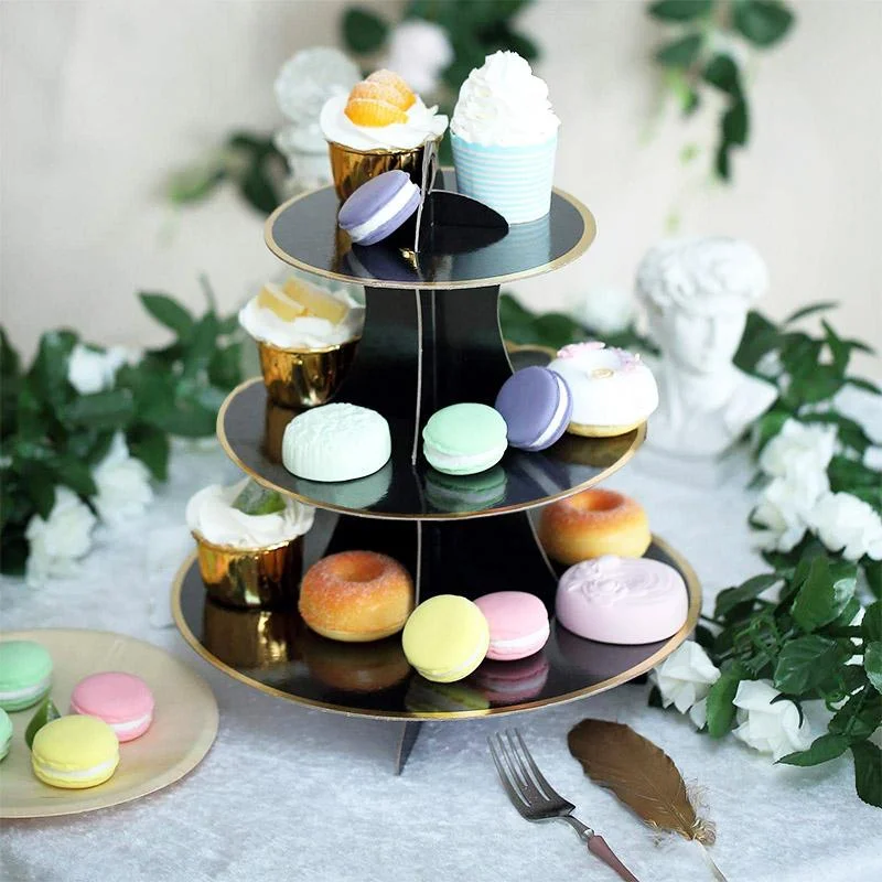 Black cake Stand(Gold foil edge) stand 1pcs photo 3