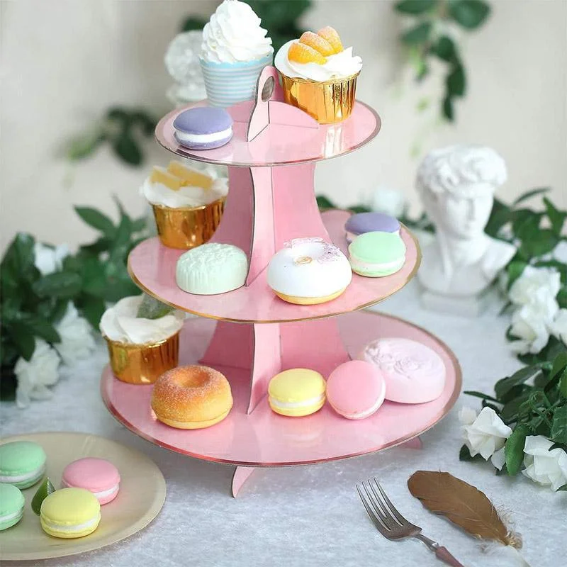 Pink cake Stand(Gold foil edge) stand 1pcs photo 2