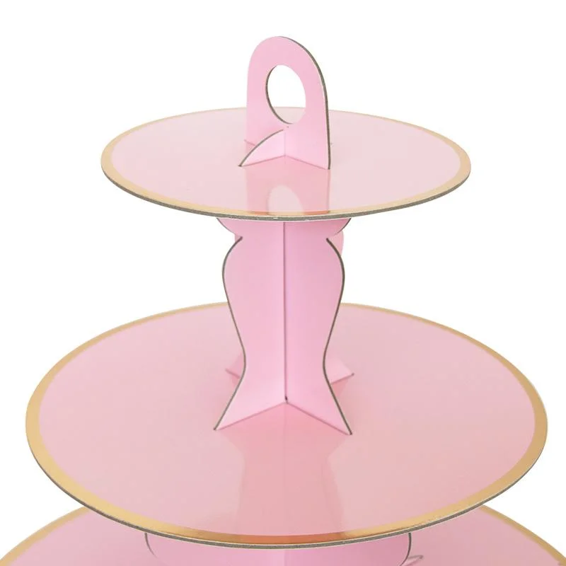 Pink cake Stand(Gold foil edge) stand 1pcs photo 3