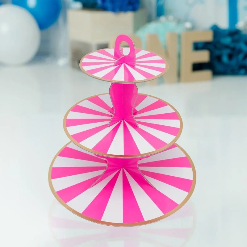 Hot pink Stripe Cake stand 1pcs photo 3