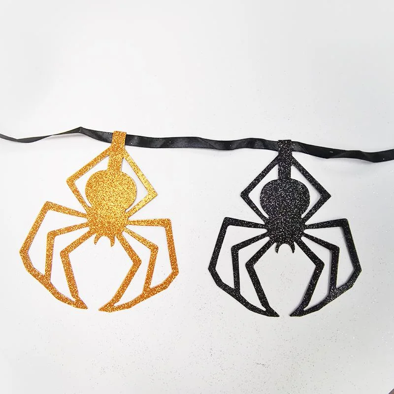 Halloween Gold and Black Spider Bunting photo 3