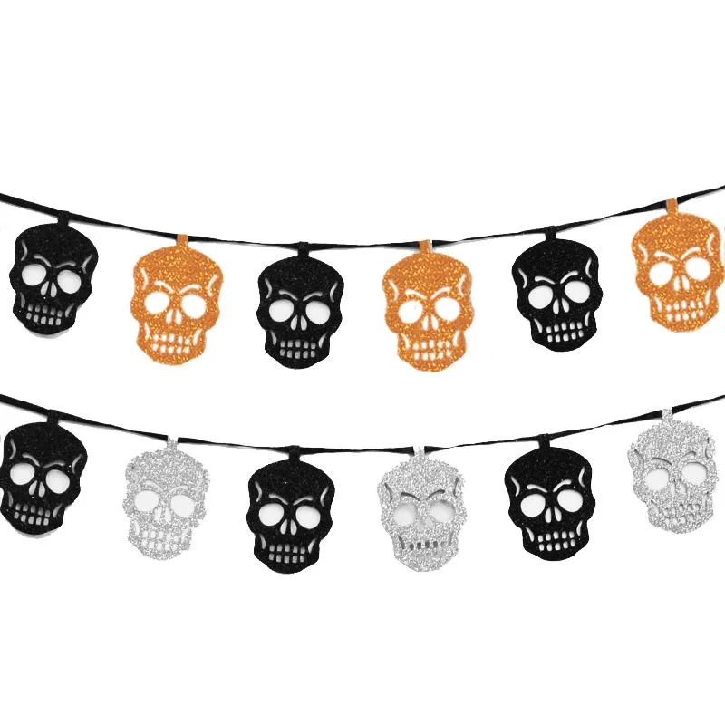 Halloween Gold and Black Skull Bunting photo 4