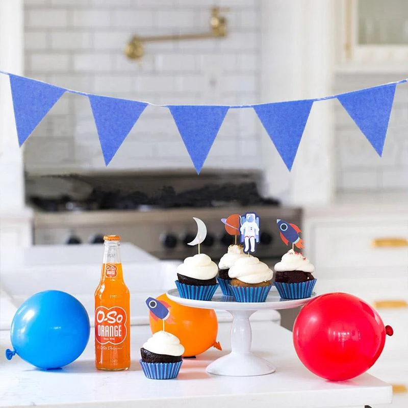 Blue Glitter Bunting pennant banner 1pcs photo 3