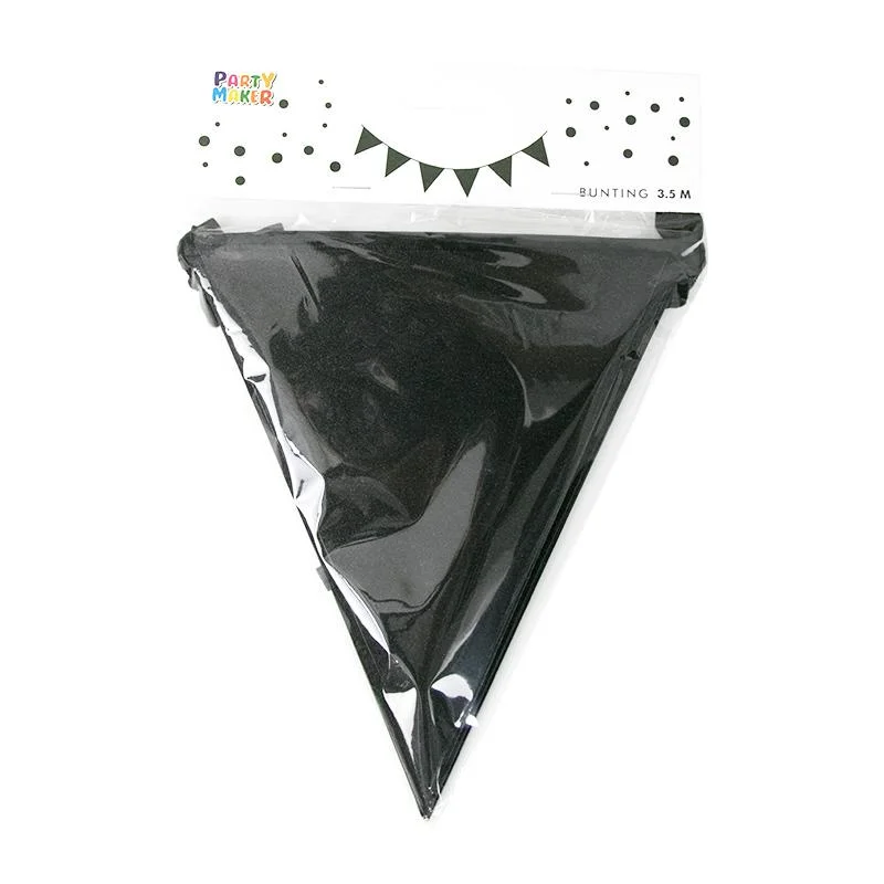 Black Glitter Bunting pennant banner 1pcs photo 3