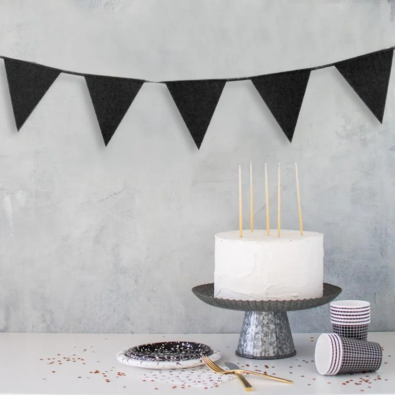 Black Glitter Bunting pennant banner 1pcs photo 4