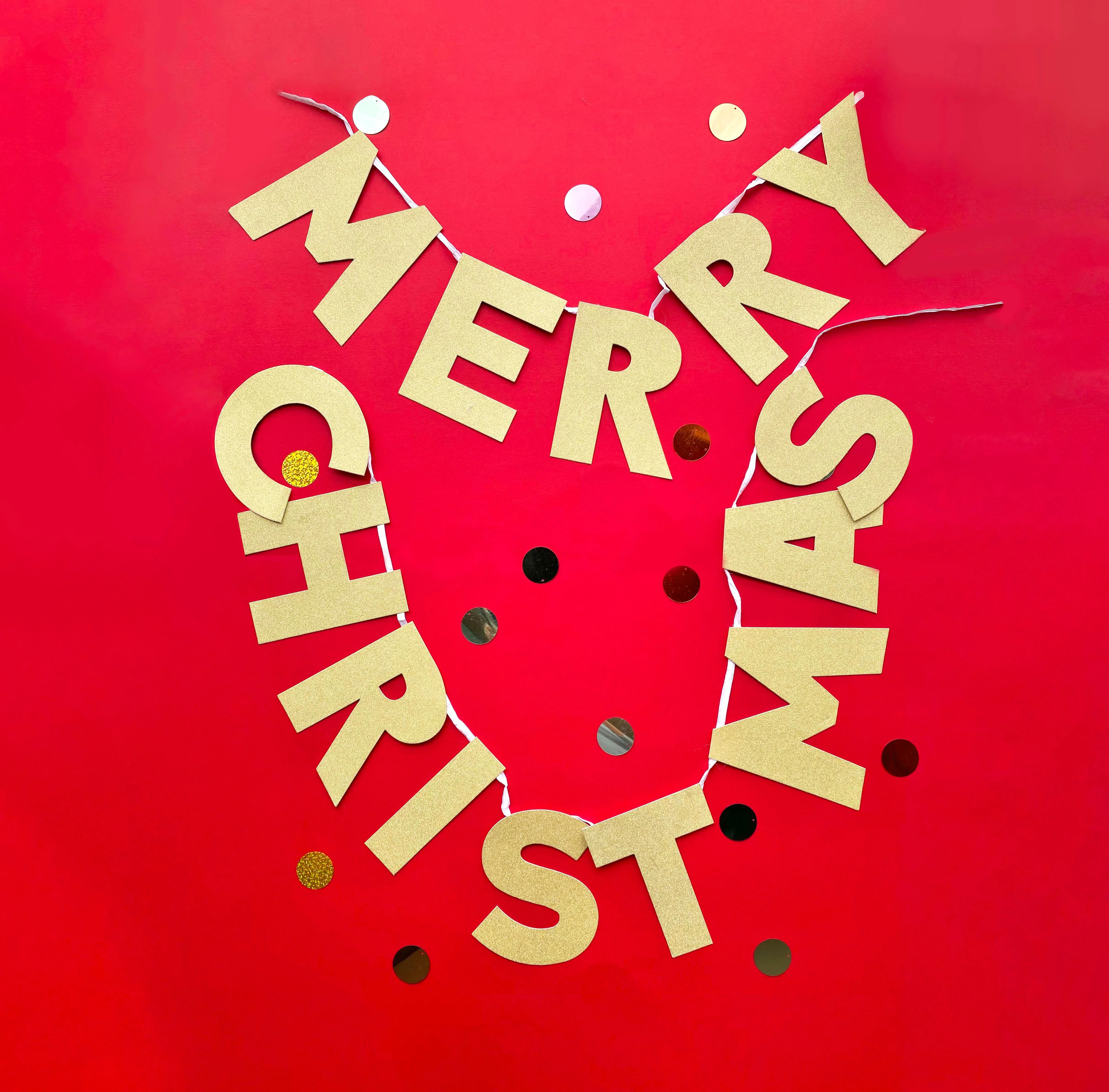 Merry Christmas glitter paper garland 1pcs photo 1