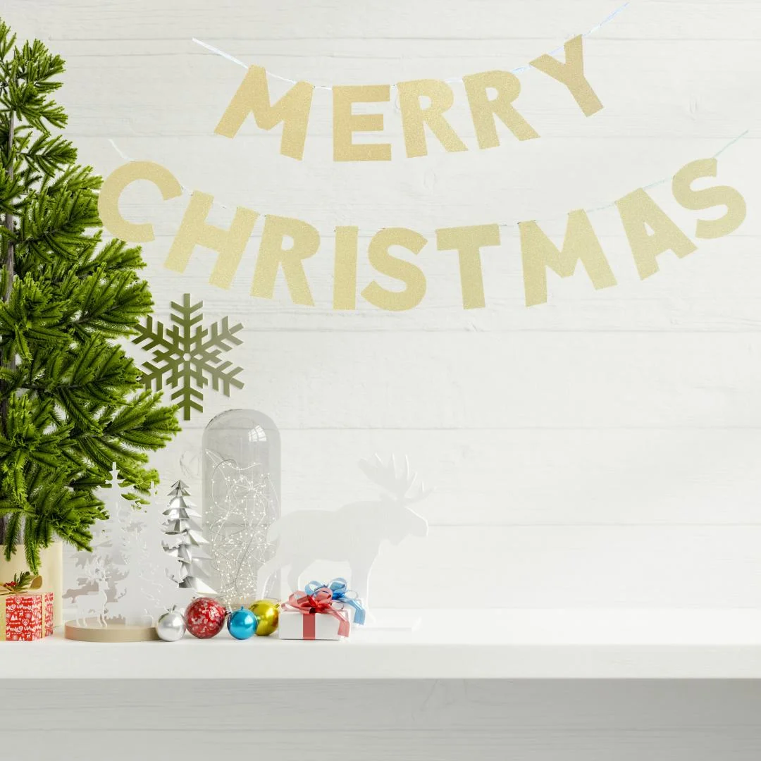 Merry Christmas glitter paper garland 1pcs photo 2