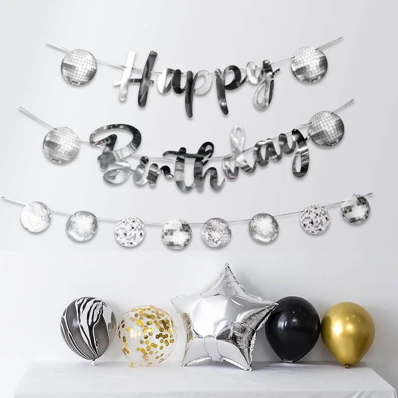 Disco Ball Happy Birthday Banner 3pcs photo 5
