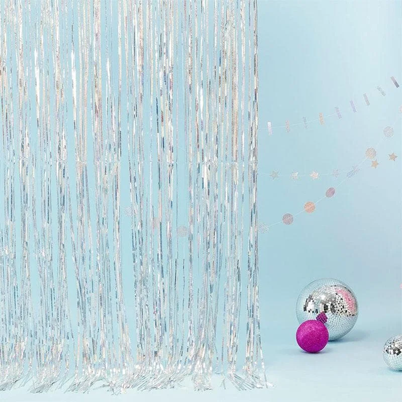 Foil Curtain-Holographic Laser sliver door curtain silver 1pcs photo 2