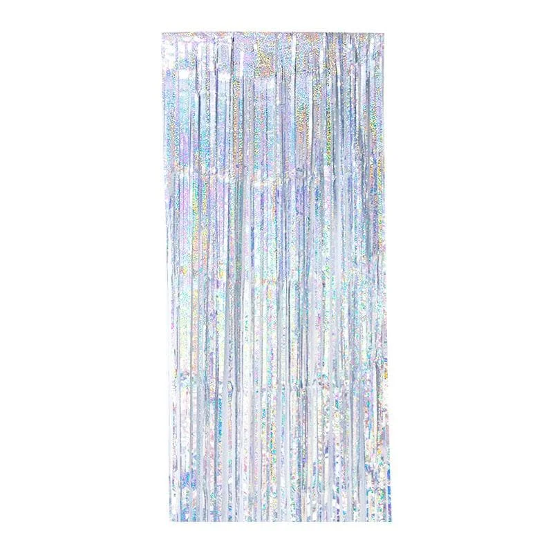 Foil Curtain-Holographic Laser sliver door curtain silver 1pcs photo 3