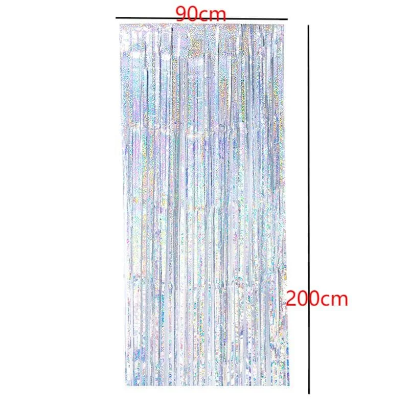 Foil Curtain-Holographic Laser sliver door curtain silver 1pcs photo 4
