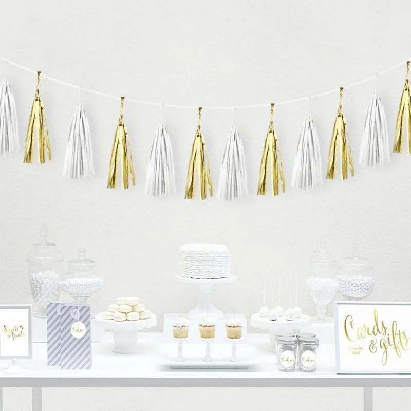 White/Gold Tassel Garland DIY 20pcs