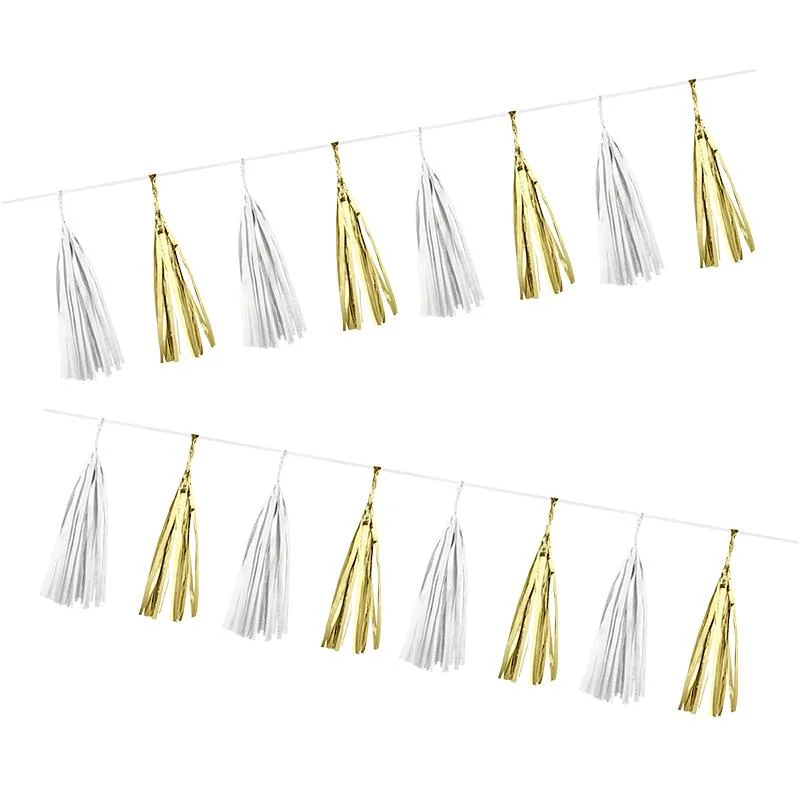 White/Gold Tassel Garland DIY 20pcs photo 2