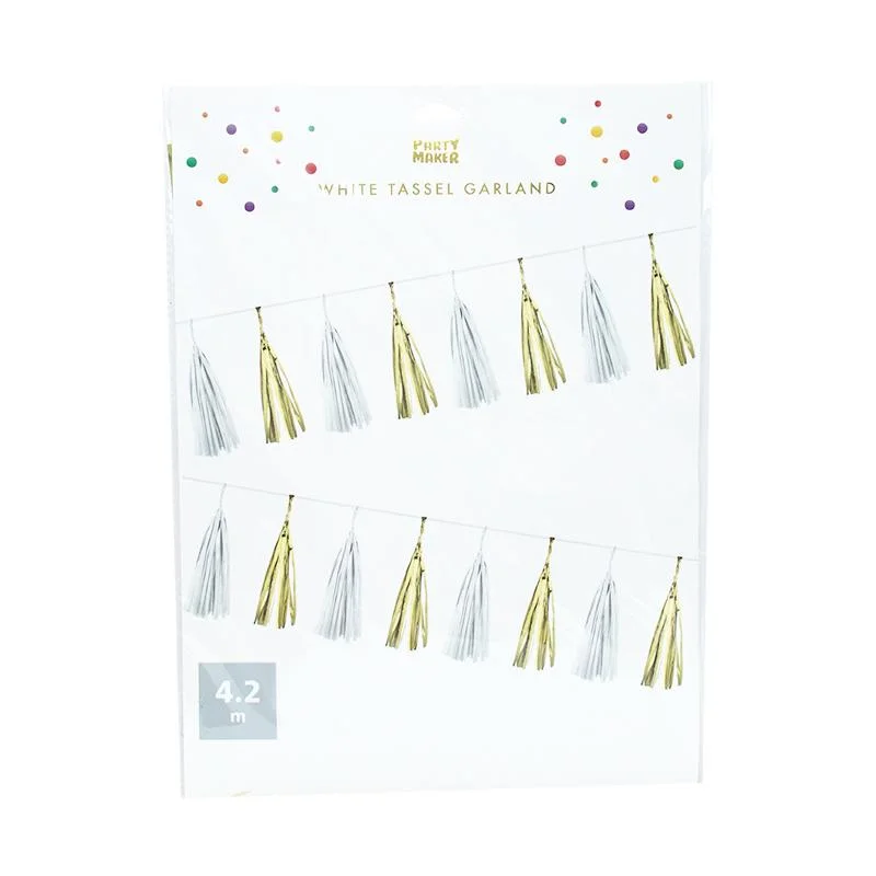 White/Gold Tassel Garland DIY 20pcs photo 3