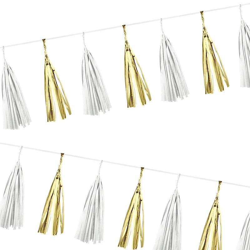 White/Gold Tassel Garland DIY 20pcs photo 4