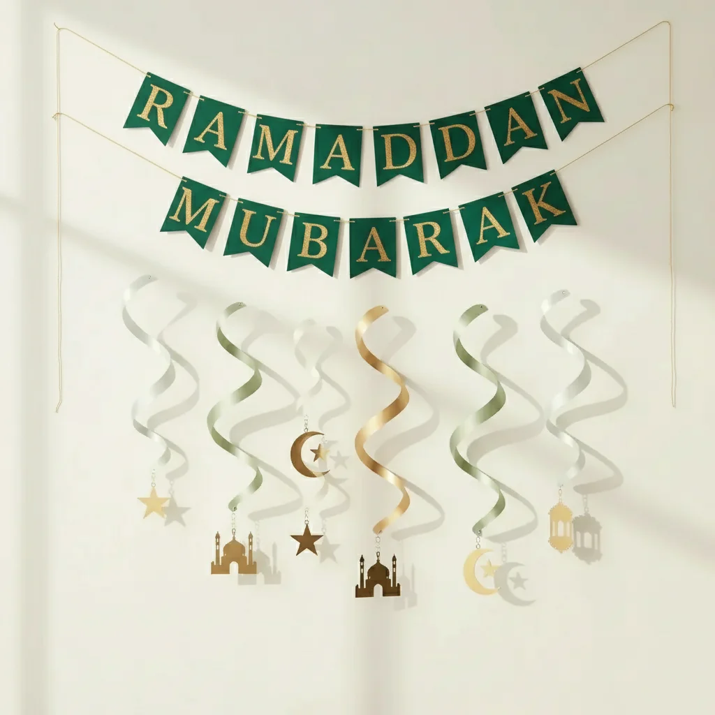 Ramadan banner and swirl decoration
