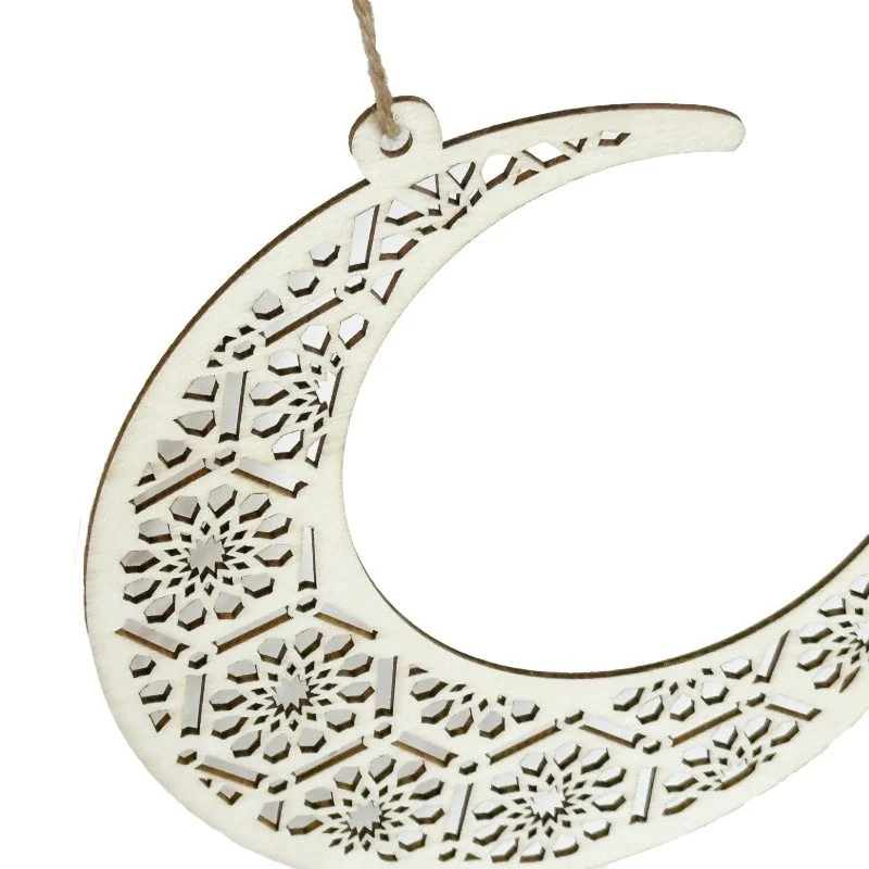Ramadan Moon Hanging Decoration wooden 16x16cm wholesale SKU 614109