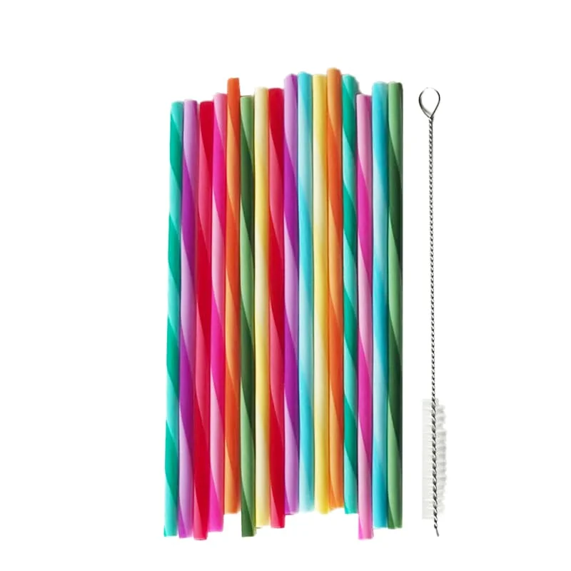 20cm Multicolour Reusable Straw with brush-20cm 16pcs photo 2