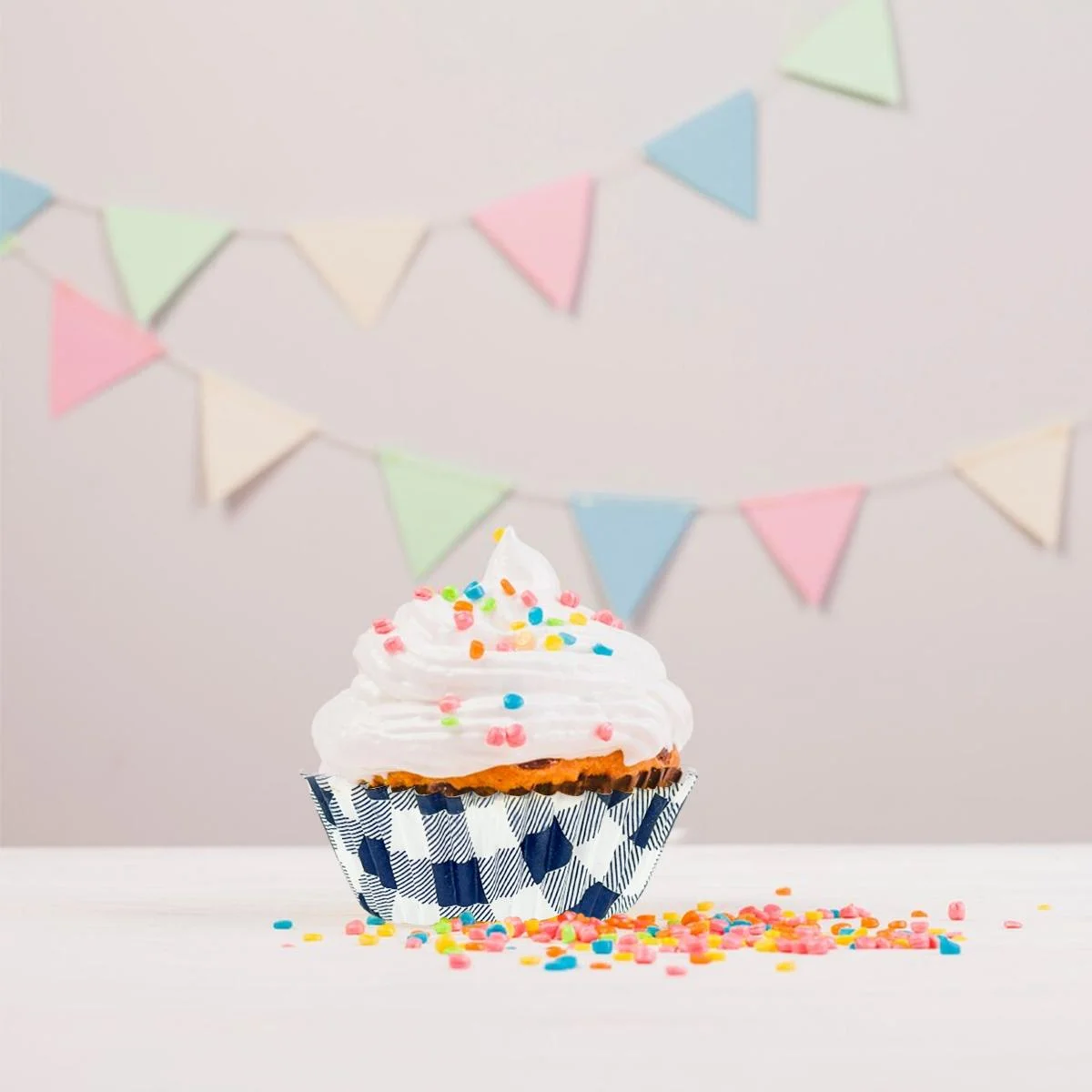 Blue Gingham Cupcake Cup 25pcs photo 3