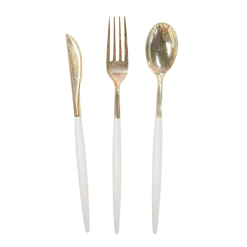 two-tone Gold Cutlery Set-White 12pcs