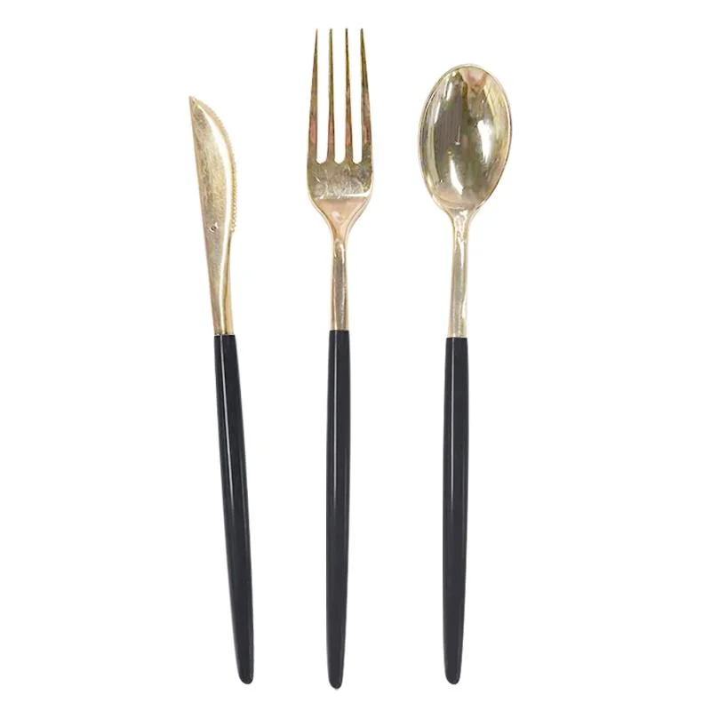two-tone Gold Cutlery Set-Black 12pcs