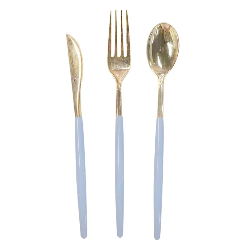 two-tone Gold Cutlery Set-Blue 12pcs