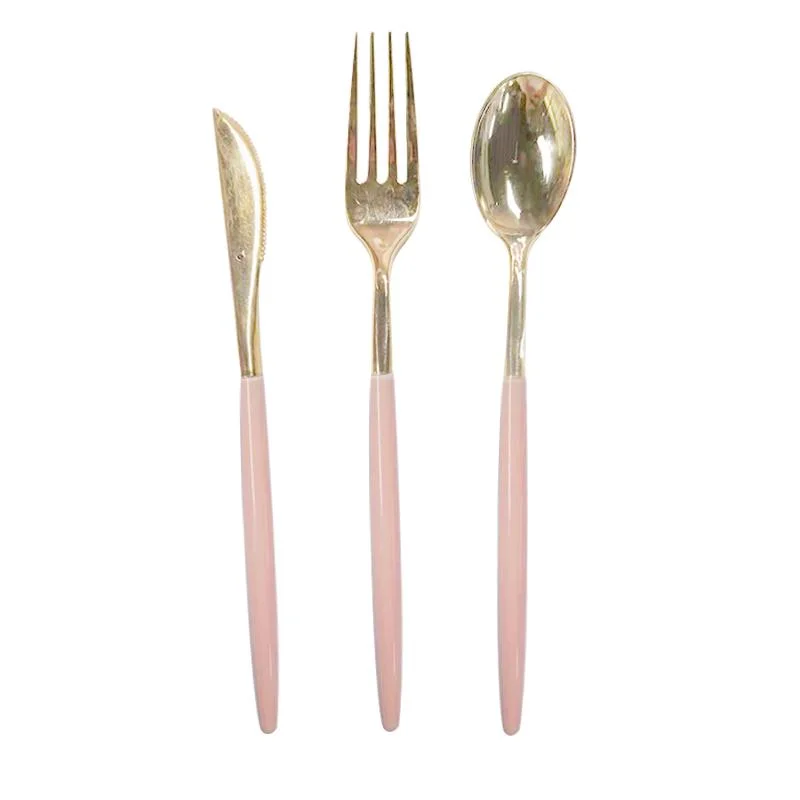 two-tone Gold Cutlery Set-Pink 12pcs