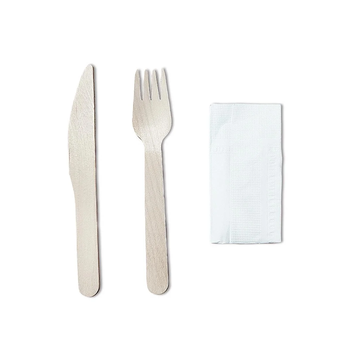 ECO WOODEN DISPOSABLE CUTLERY AND NAPKIN SET 1pcs