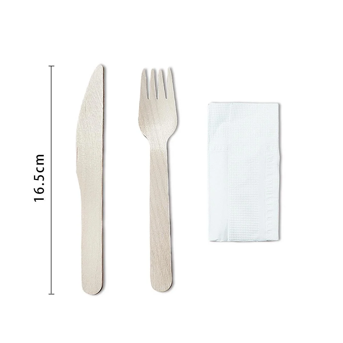 ECO WOODEN DISPOSABLE CUTLERY AND NAPKIN SET 1pcs photo 2