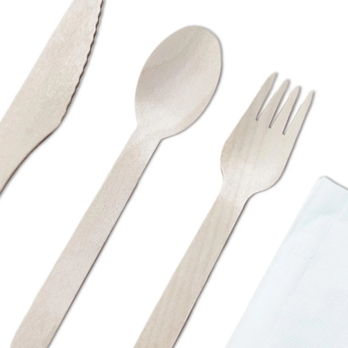 ECO WOODEN CUTLERY AND NAPKIN SET 1pcs photo 4