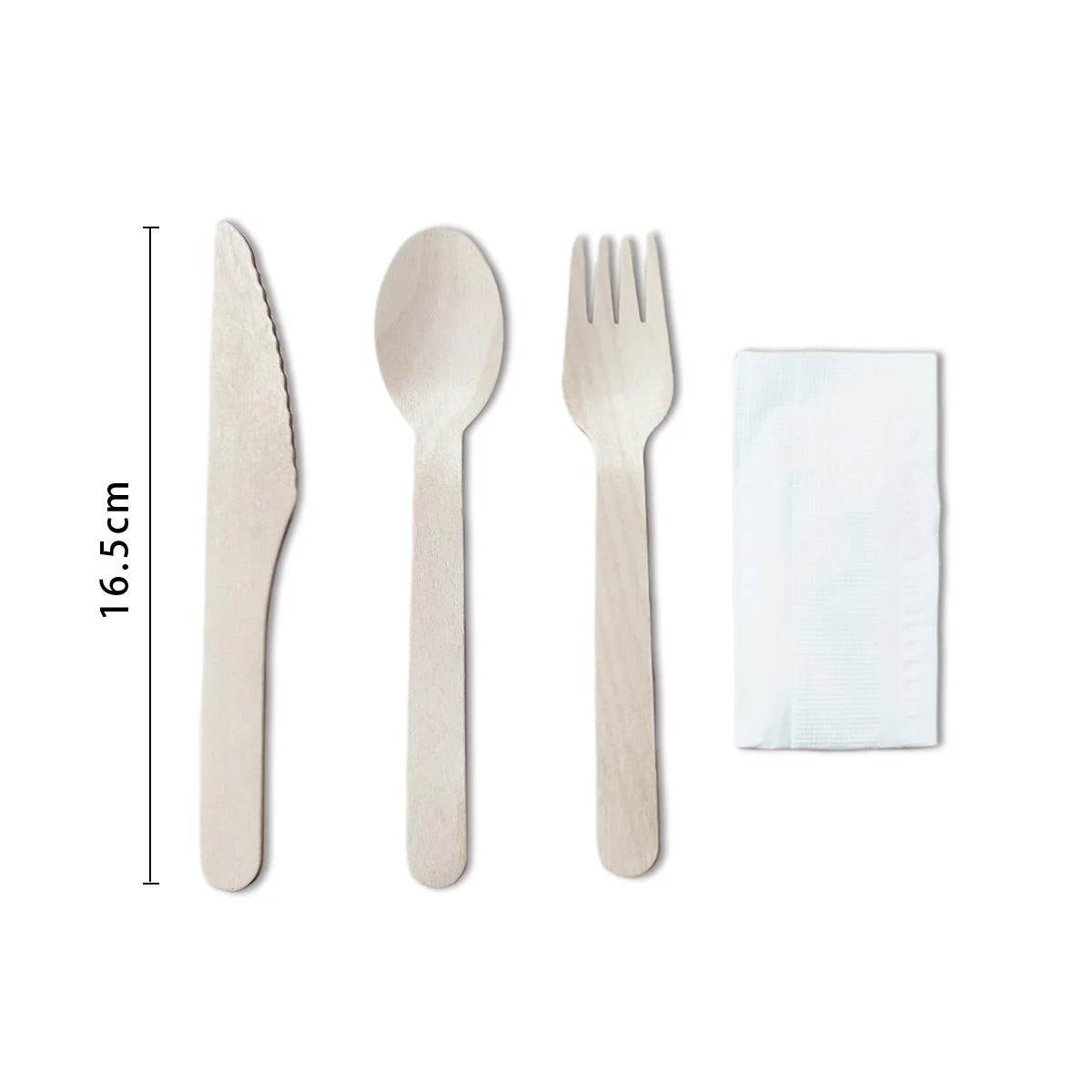 ECO WOODEN CUTLERY AND NAPKIN SET 1pcs photo 5