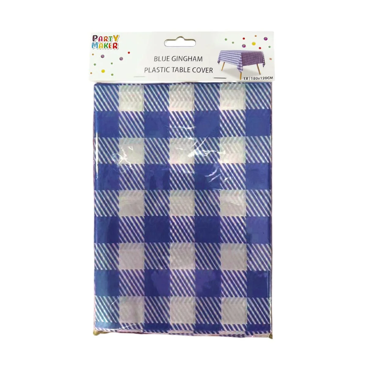 Blue Gingham Plastic Table Cover Paper 1pcs photo 3