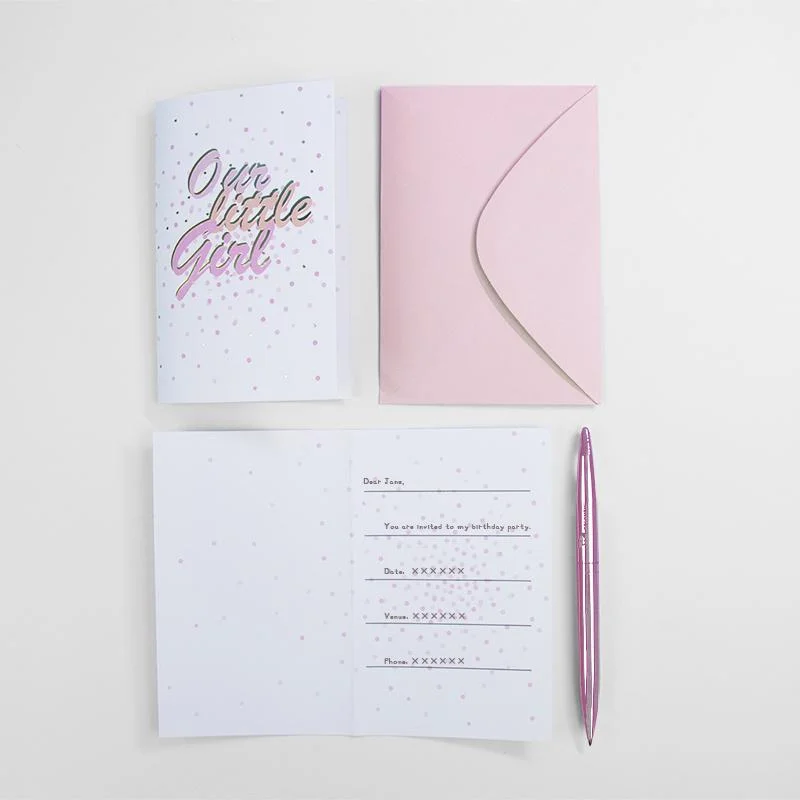 Baby Pink Invitation card 8 8pcs photo 2