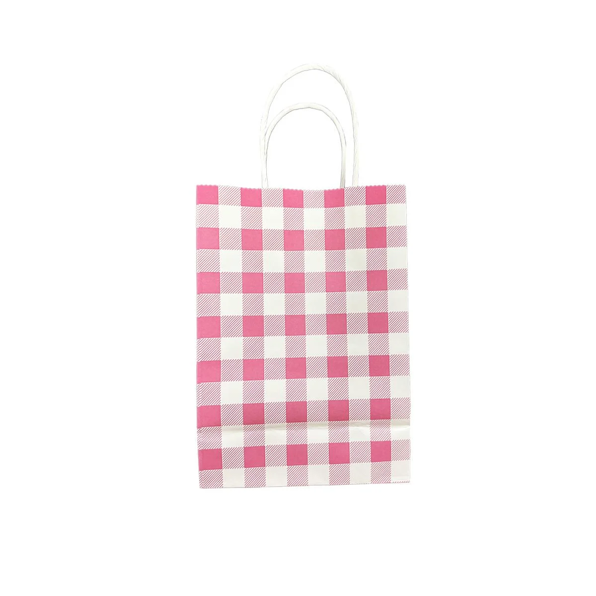 Pink Gingham Paper Bag 10pcs photo 2