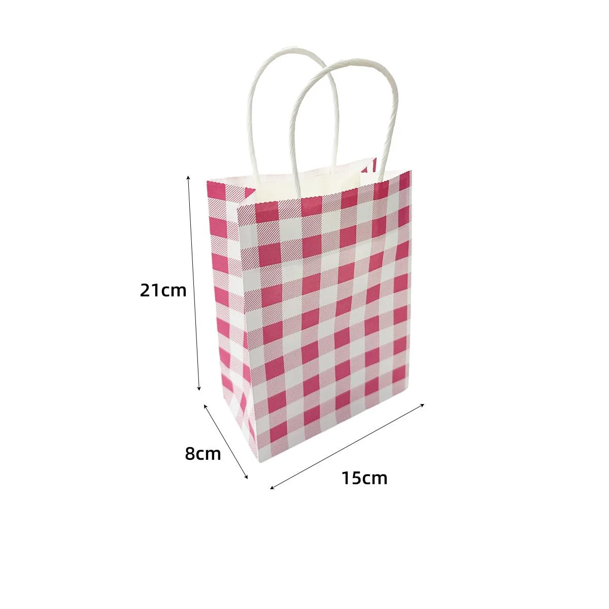 Pink Gingham Paper Bag 10pcs photo 5