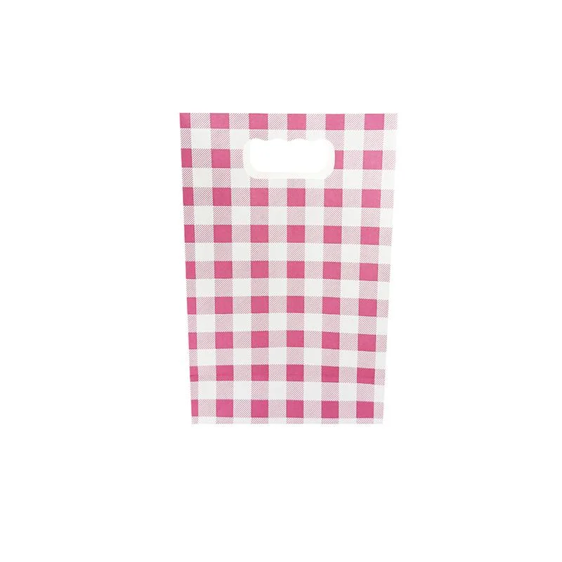 Pink Gingham Paper Bag 6pcs
