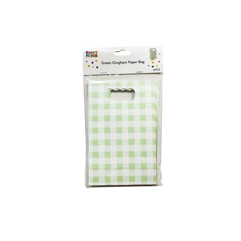 Green Gingham Paper Bag 6pcs photo 3