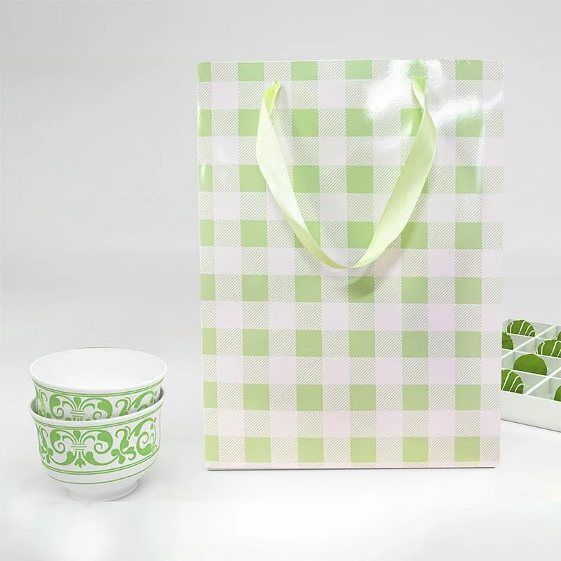 Green Gingham Paper Bag 1pcs photo 2