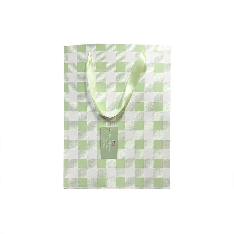 Green Gingham Paper Bag 1pcs photo 4