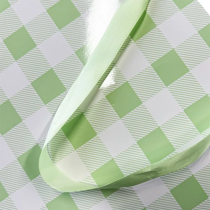 Green Gingham Paper Bag 1pcs photo 5