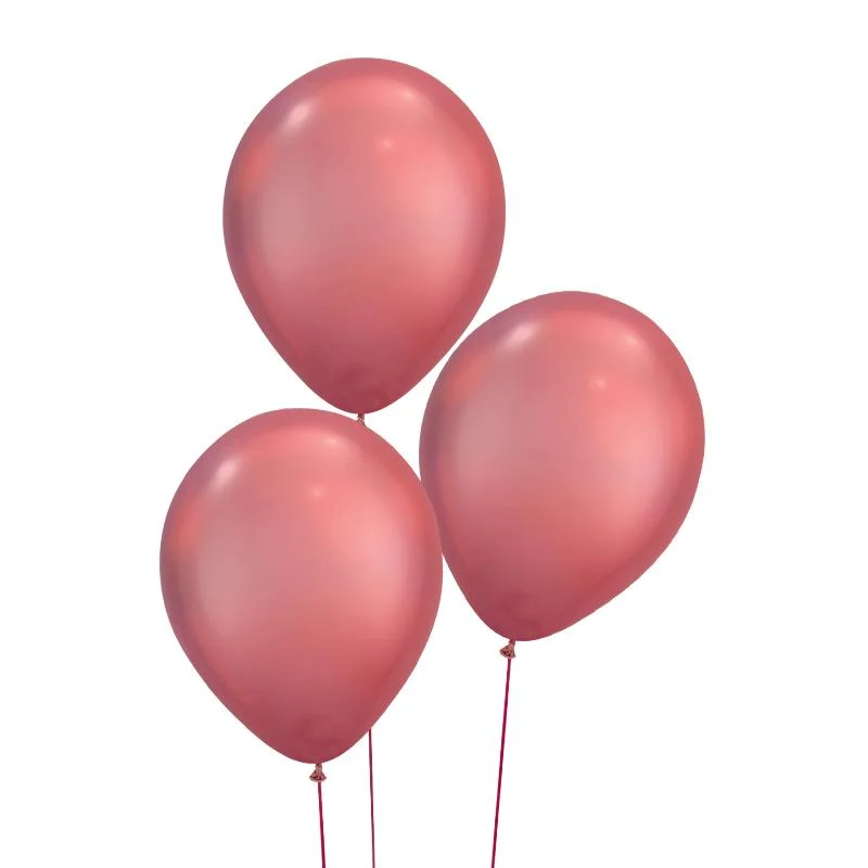 50pk Chrome Balloon Rose Red 12" Round12 50pcs