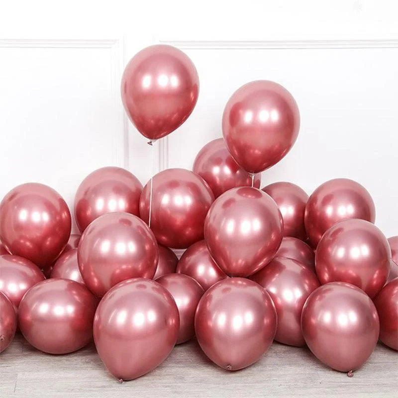 50pk Chrome Balloon Rose Red 12