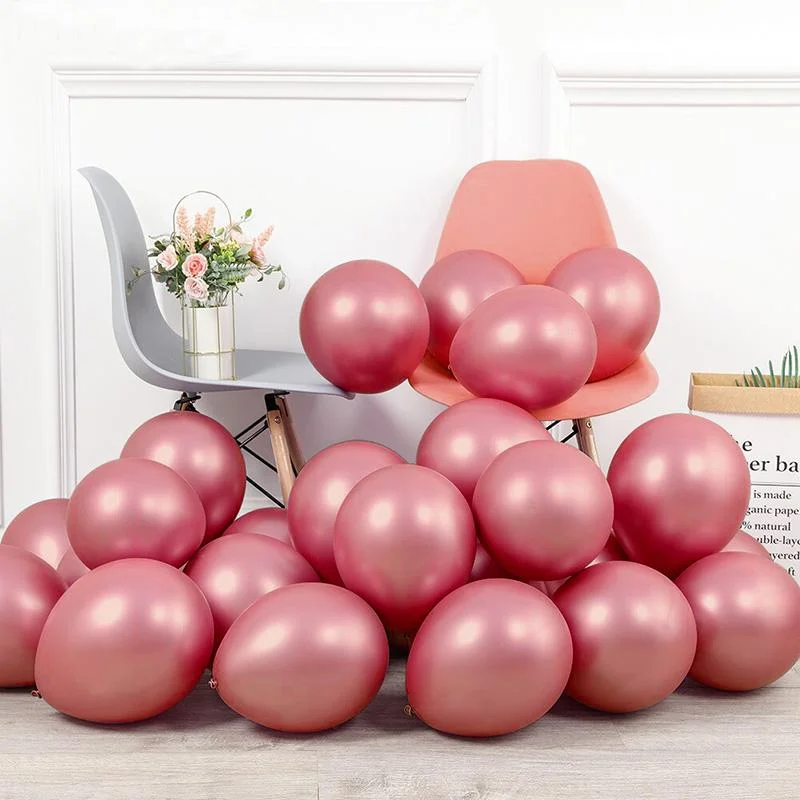 50pk Chrome Balloon Rose Red 12