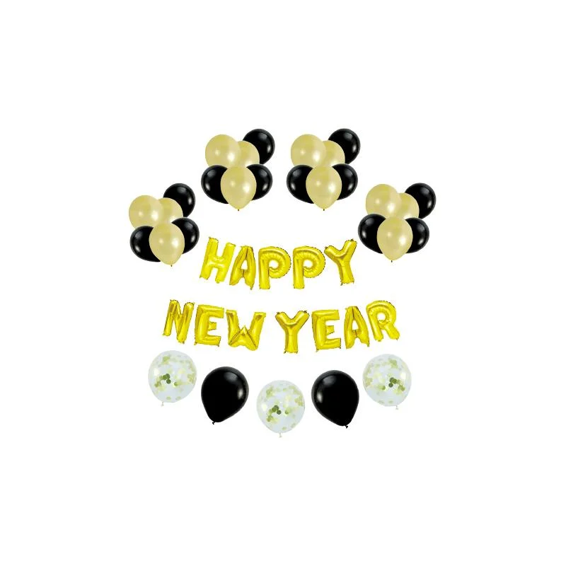 Happy New Year balloon set Gold 26pcs