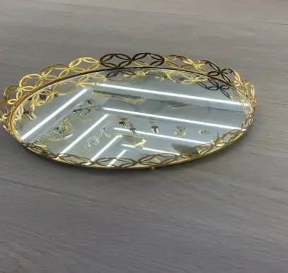 EID Golden Mirror Round Serving Tray 36pcs