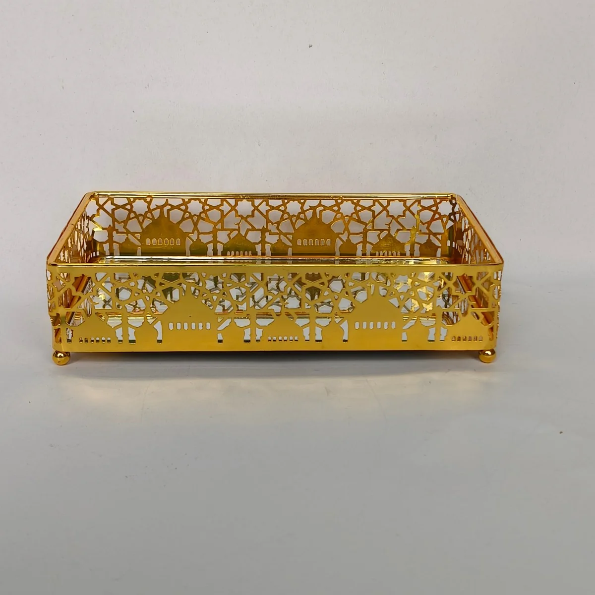 EID Golden Mirror Rectangle Serving Tray 48pcs photo 4