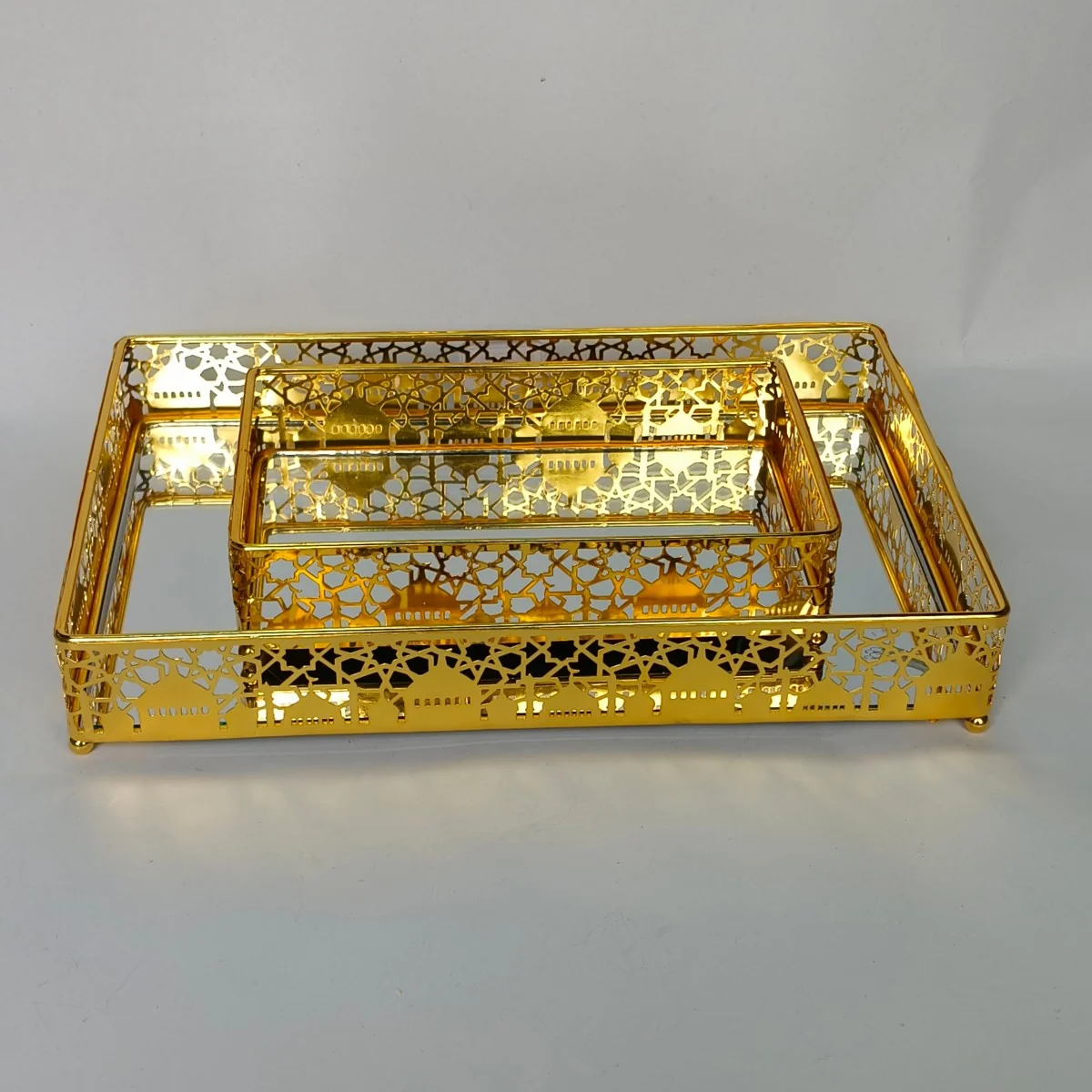 EID Golden Mirror Rectangle Serving Tray 48pcs photo 5