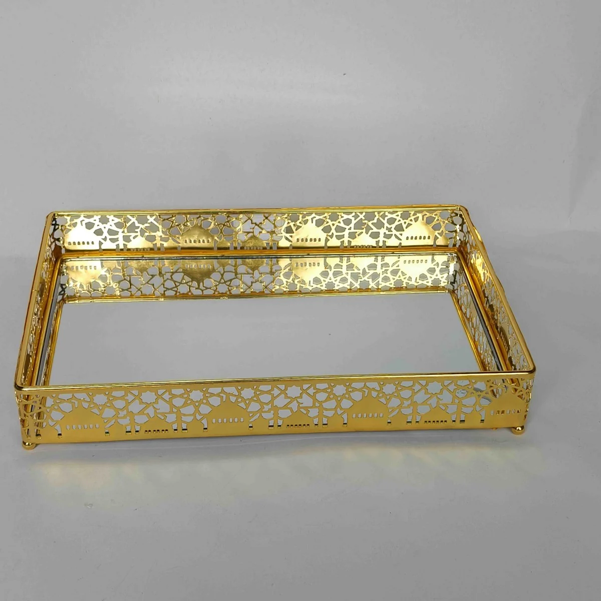 EID Golden Mirror Rectangle Serving Tray 48pcs photo 3